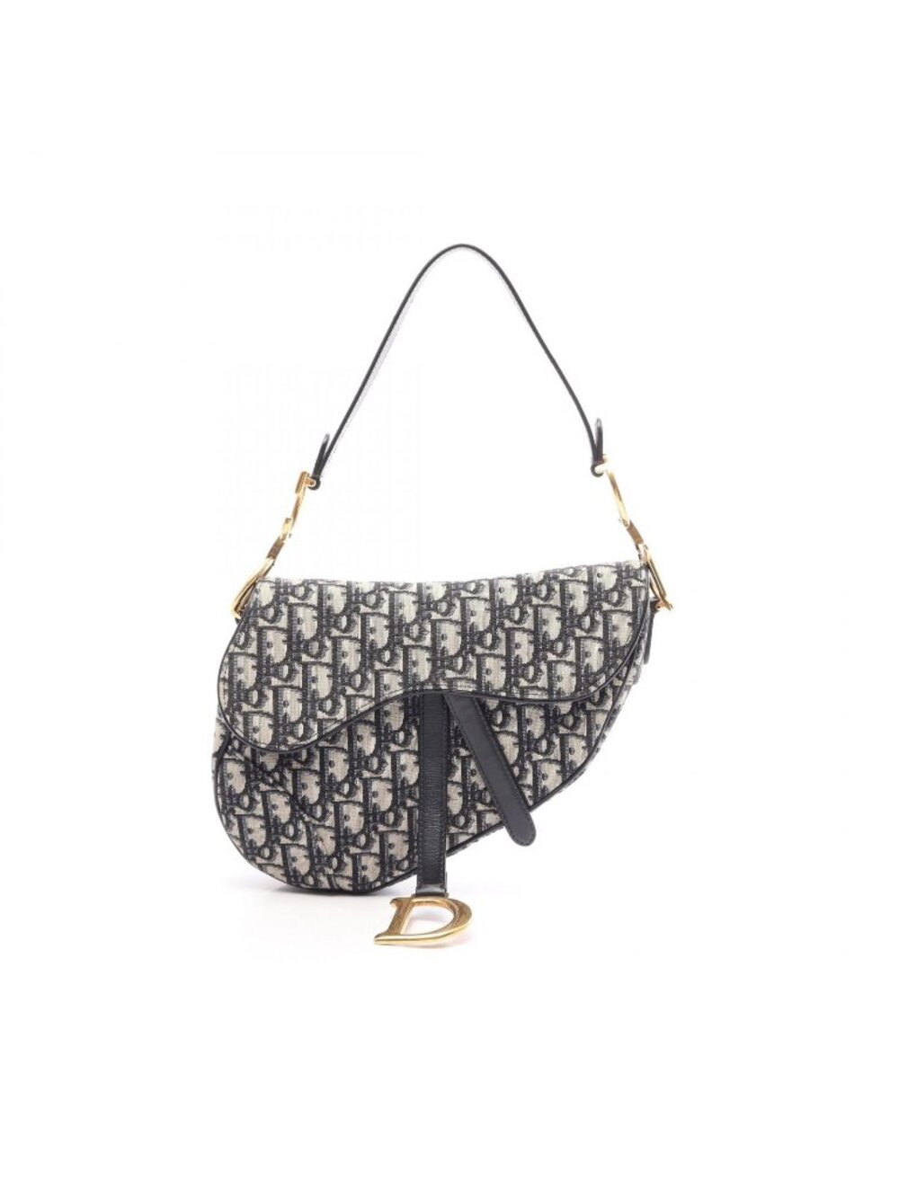 Dior Saddle Bag Oblique Jacquard Navy Canvas Leather